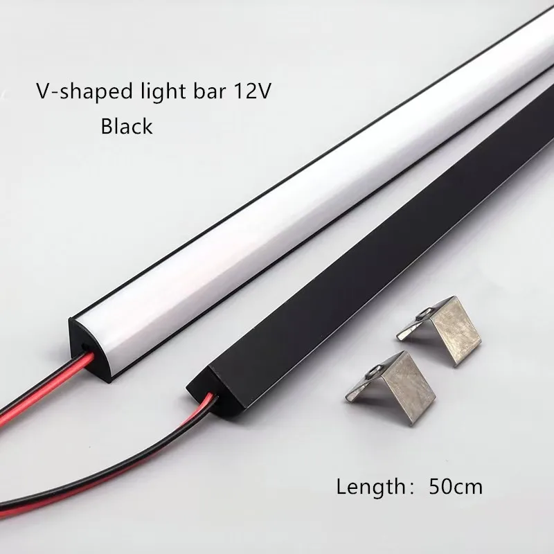 Black Aluminum Profile LED Bar DC12V 50cm LED Light Strip Polychrome Advanced Texture for Interior House Ceiling Wall Corner