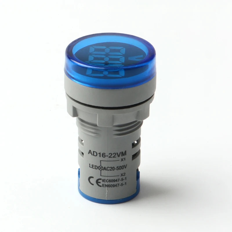 22mm High-Precision Round AD16-22VM AC 20-500V Mini Voltmeter Digital Display Indicator 24V 220V 380V