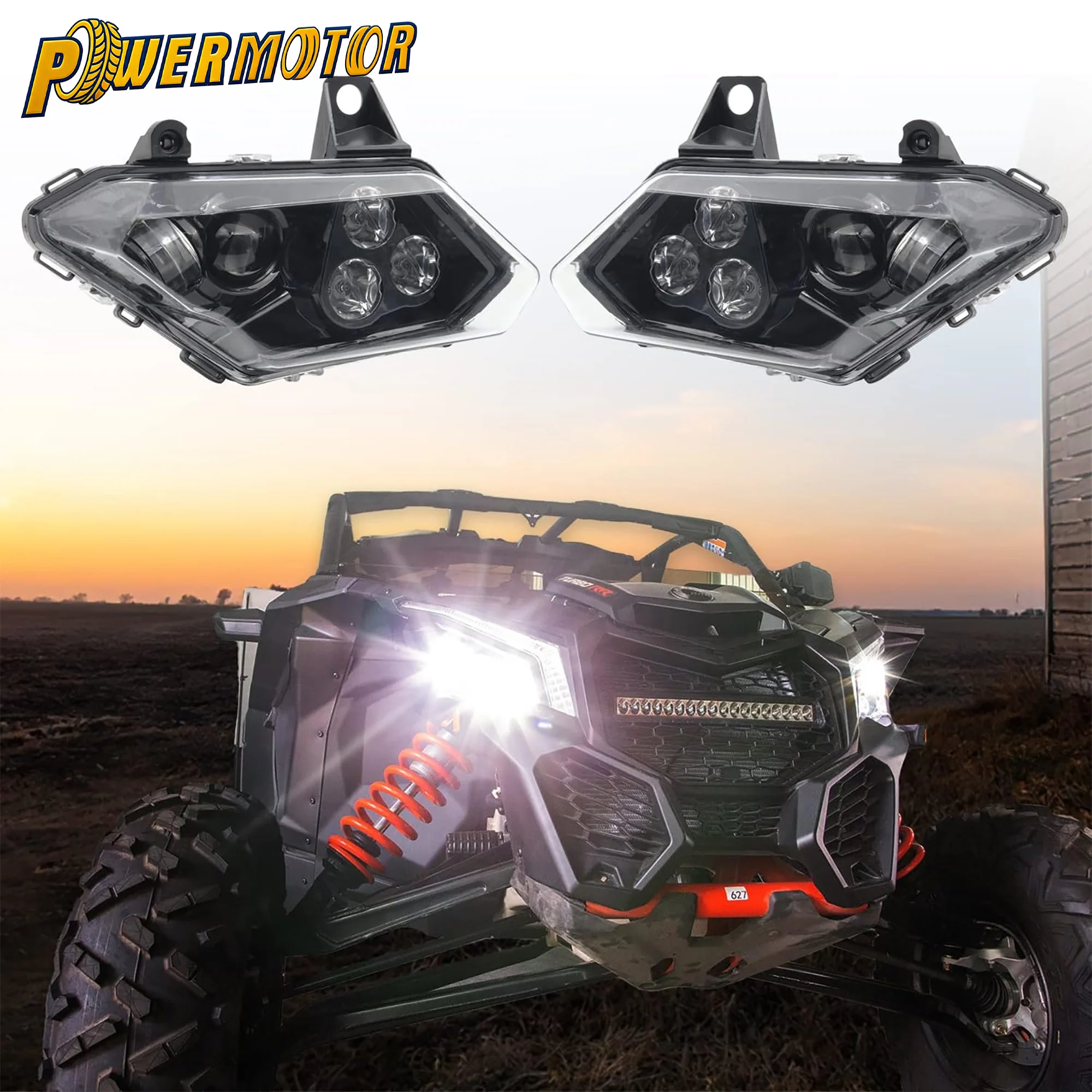 

For Can-Am Maverick UTV LED Headlights Assembly For X3 Max R RR XDS XRS Turbo DPS 4x4 2017-2021 Headlamp 710004658 710004659