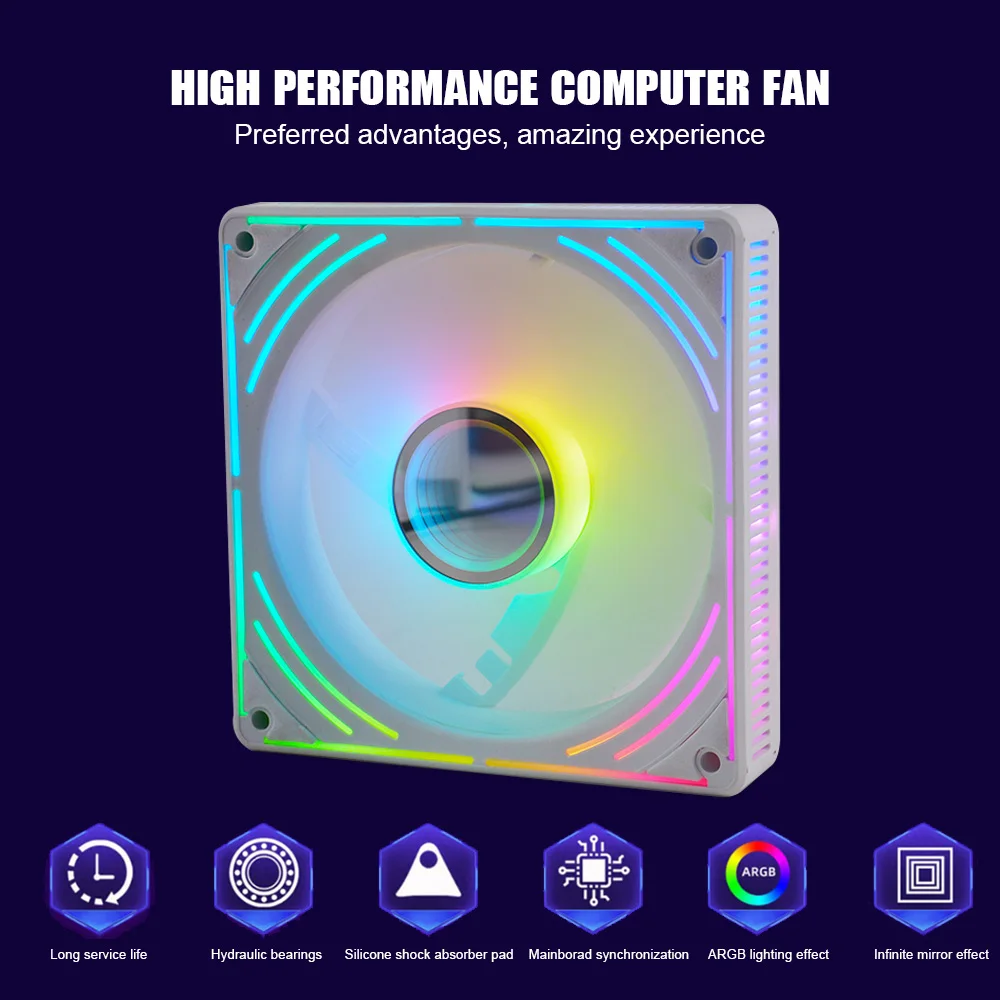 MANMU Factory Wholesale Rgb Fan Infinity Mirror Light Effect Computer pc Fan Cooling Cpu Fan for Gaming PC Case