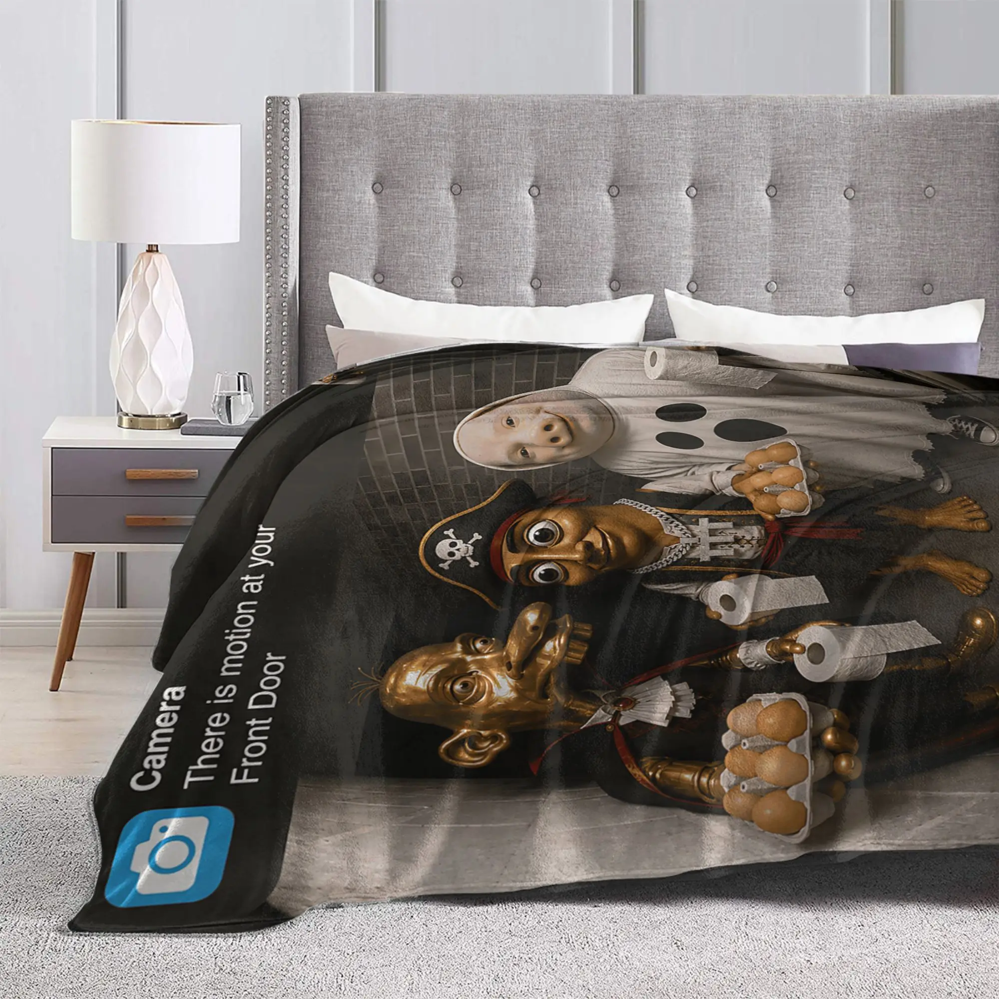 Tung Sahur Neegy Meme Doorbell John Pork Halloween Costume Blankets Fleece Air Conditioning Throw Blankets for Bed Car Bedspread