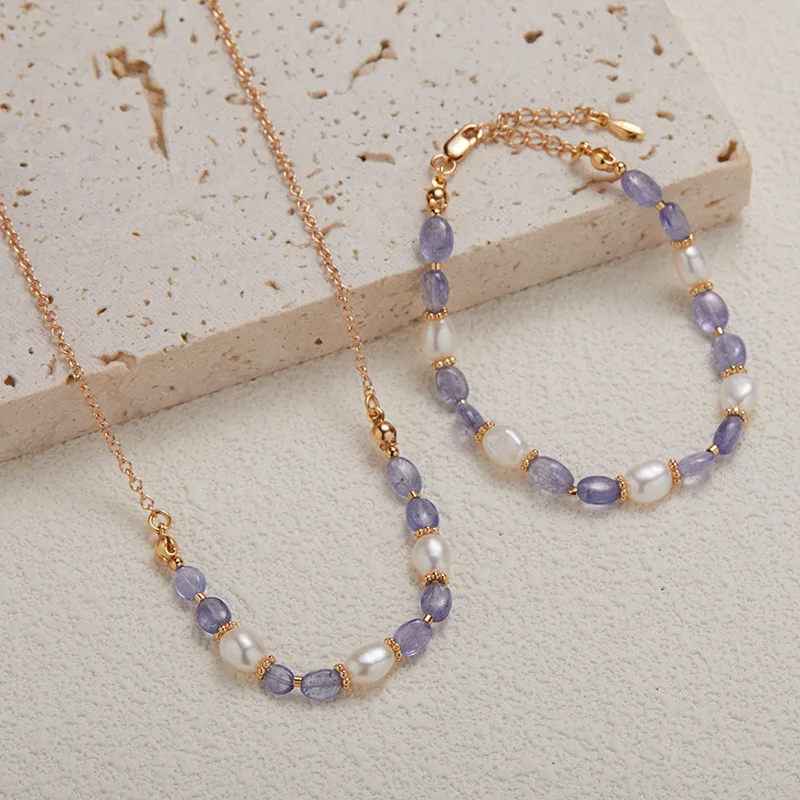 

Оригинальный дизайн, браслет из стерлингового серебра 925 пробы с натуральным танзанитом и жемчугом, женские изысканные трендовые бусины ручной работы