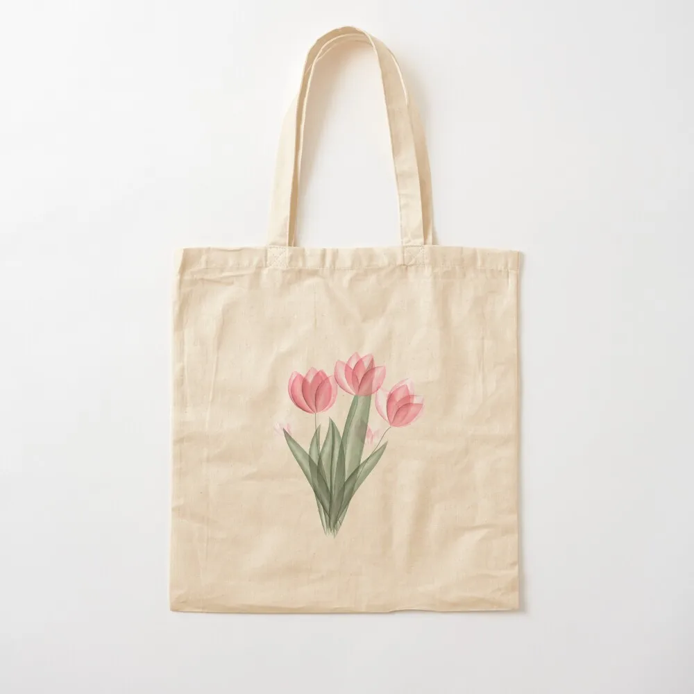 

Pink Tulips Tote Bag reusable shopping bag Customizable tote bag sacs de shopping custom canvas Canvas Tote