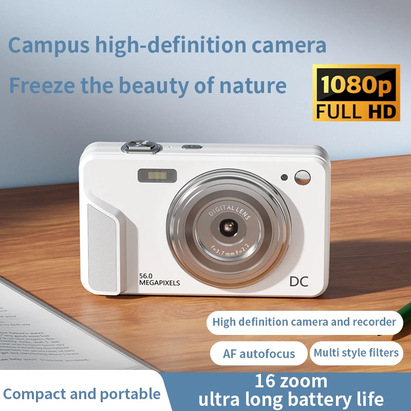 

New Digital Camera 2.8 Inch IPS Screen 56MP Auto Focus 16X Zoom Portable Compact Long Battery Life for Beginners Vlogging Hot