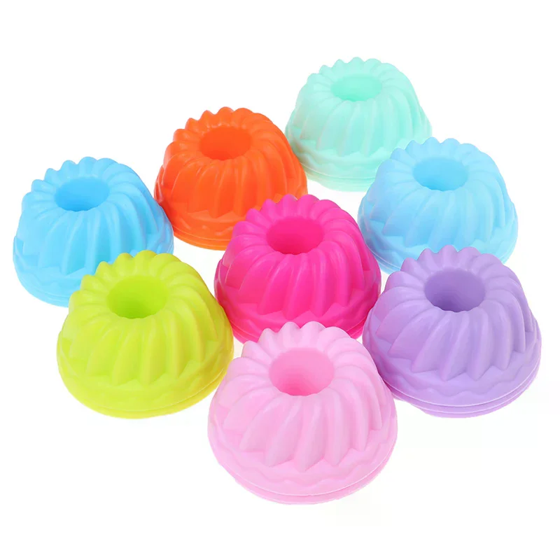 12Pcs/Set Multicolor Food-Grade BPA-Free Silicone Cake Mold round Pumpkin Muffin Cups Random Color Baking Molds for Pastries