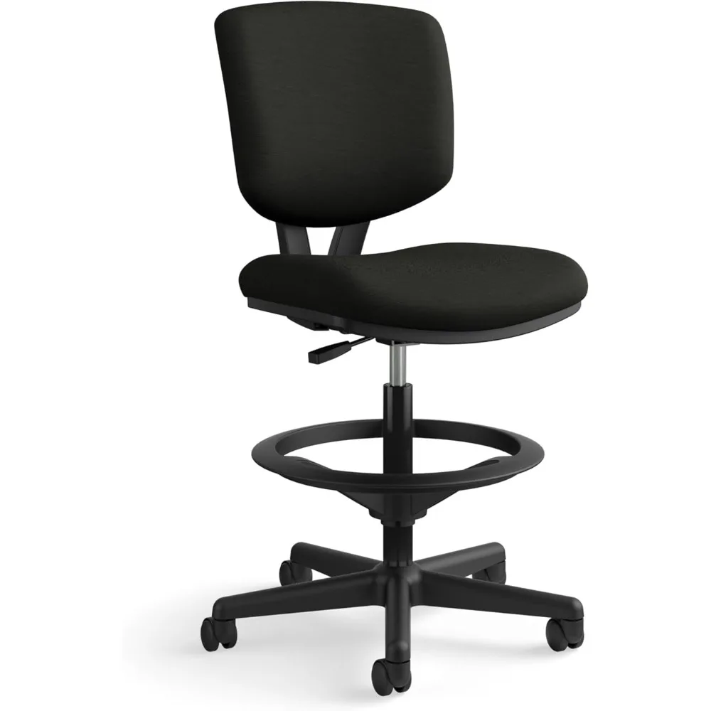 

Ergonomic Leather Standing Desk Chair with Footrest, Armless, Reclining and Center Tilt Features for Computer Workstations