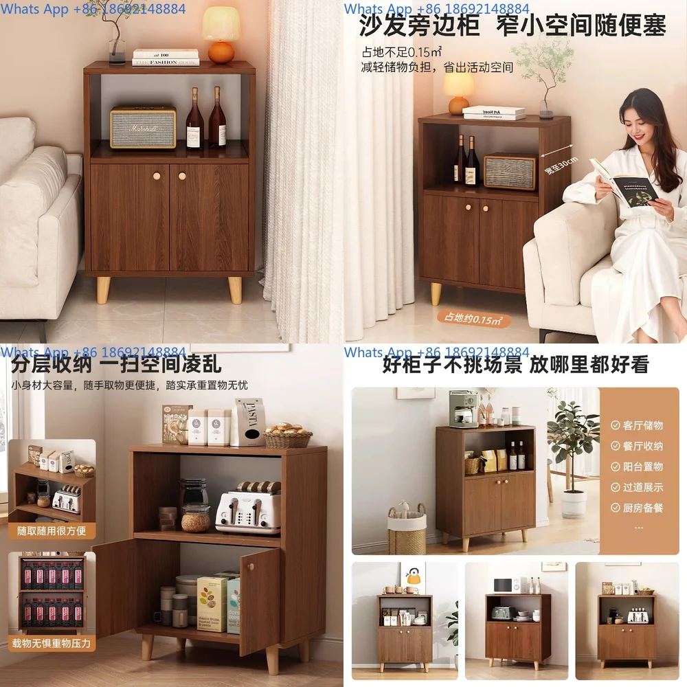 Living Room Side Cabinet for Tea Storage Small Wall Mounted Shelf Unit for Home Corner Clutter Organization