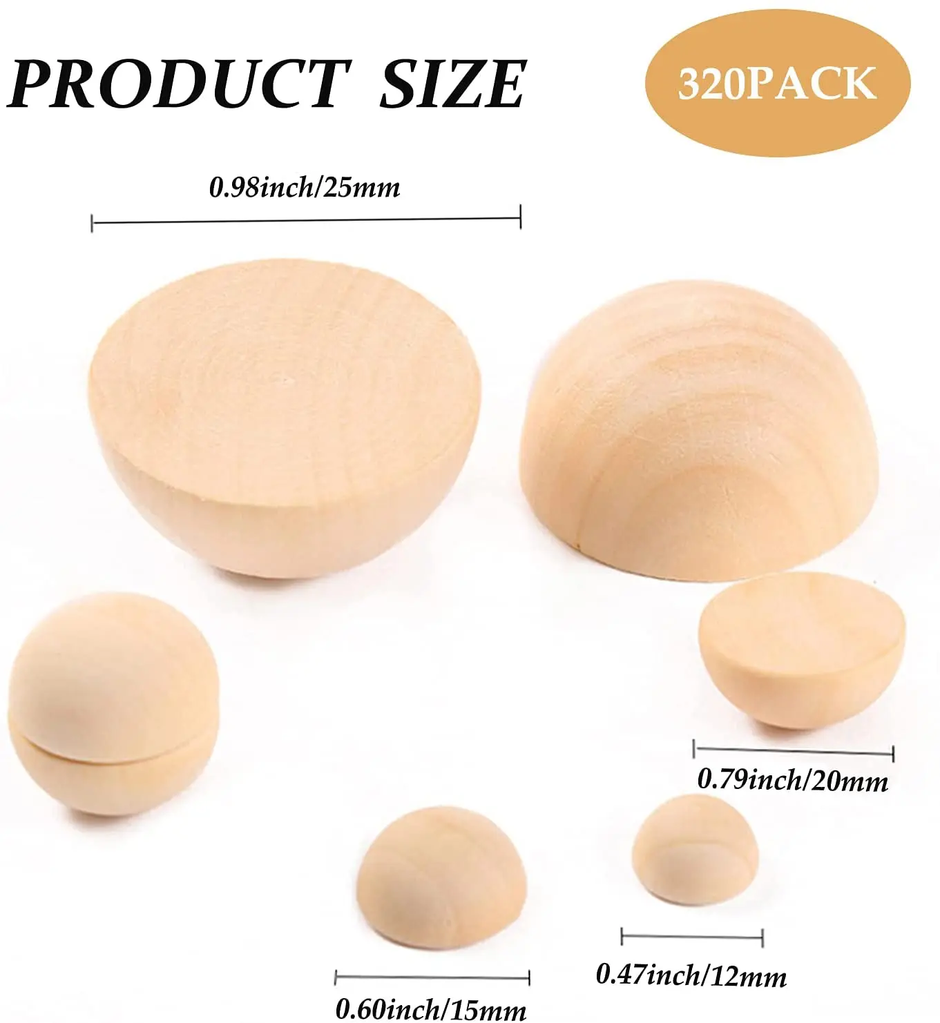 Natural Half Wooden Beads Unfinished Half-Back Convex Round Wood Balls DIY Wood Jewelry Crafts Handmade Supplier 10-30mm