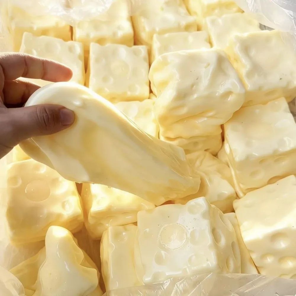 

Формуемый сырный кубик-антистресс с мягкой текстурой, не прыгающий, гигантский, для снятия стресса, сенсорный, ASMR, подарок на день рождения