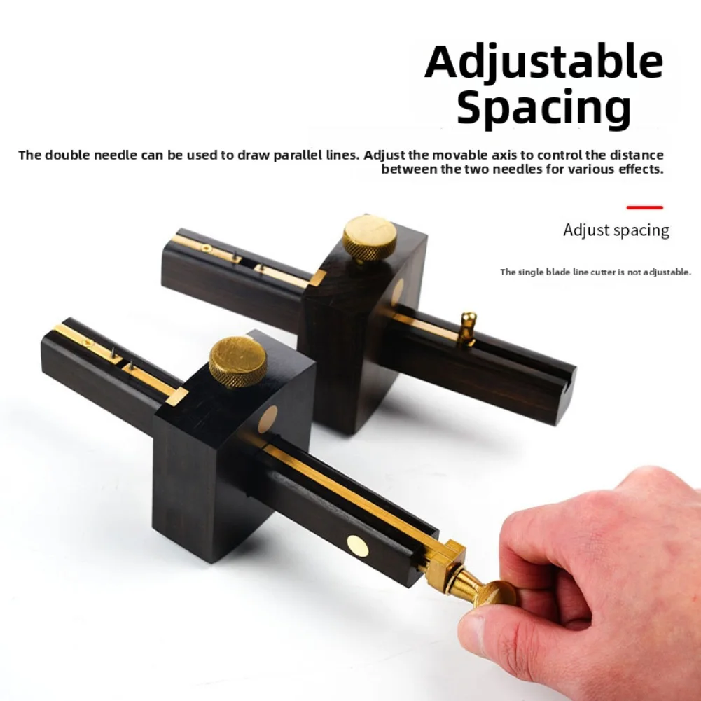 Clear Line Marking Gauge Woodworking Wood Marking Gauge Straight Line Marking Ebony Wood Body Two-sided Structure Workshop Use