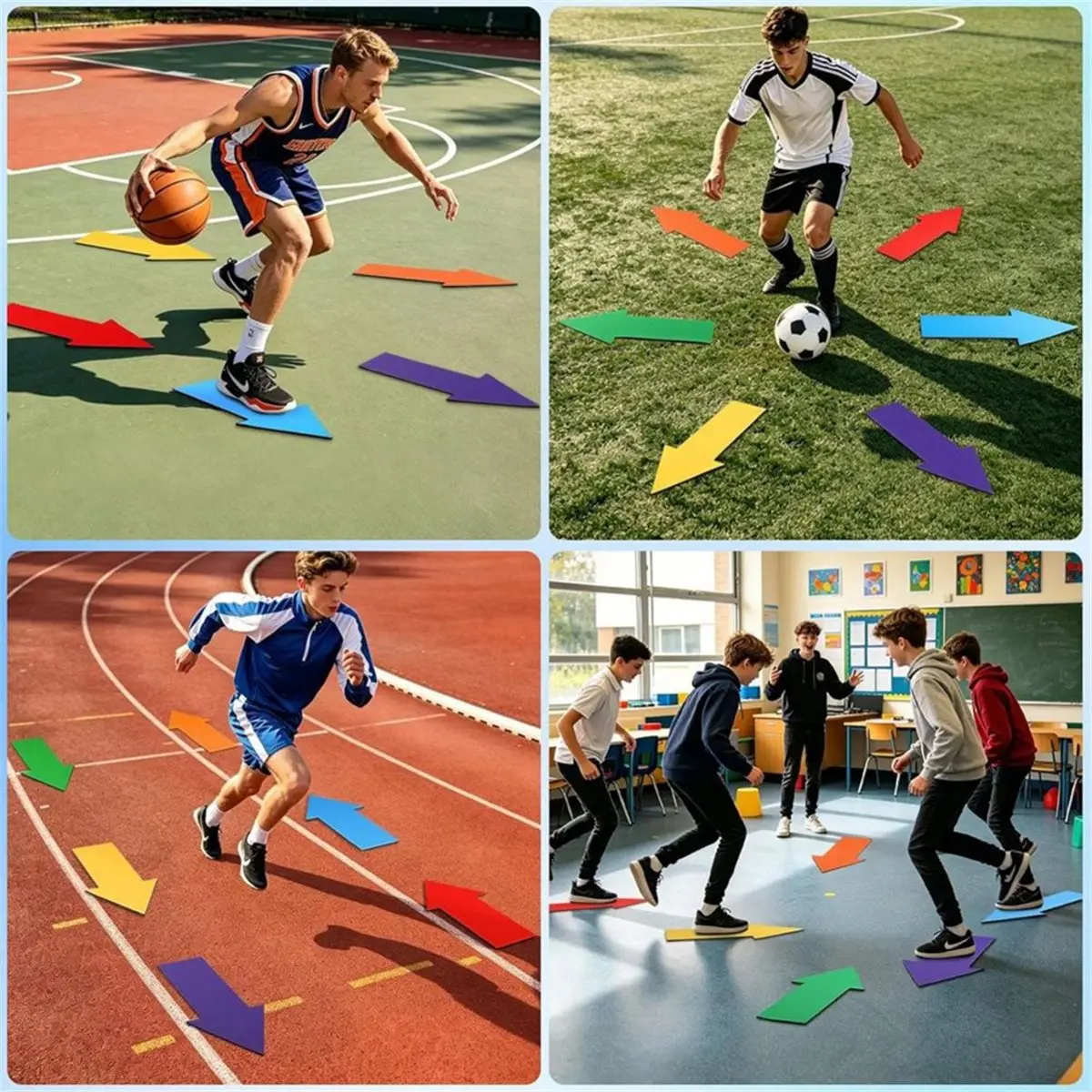 RECOMMENDATION  6 Pack Non-Slip Directional Floor Markers Football Basketball Sports Speed Agility Training Markers