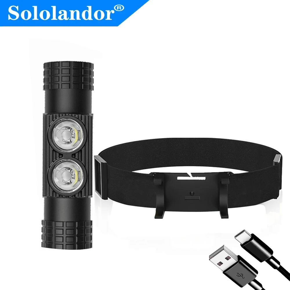 Type-C LED Mini Headlamp High Power 1000lm Headlight 18650 Rechargeable Head Torch Camping Hunting Waterproof Flashlight