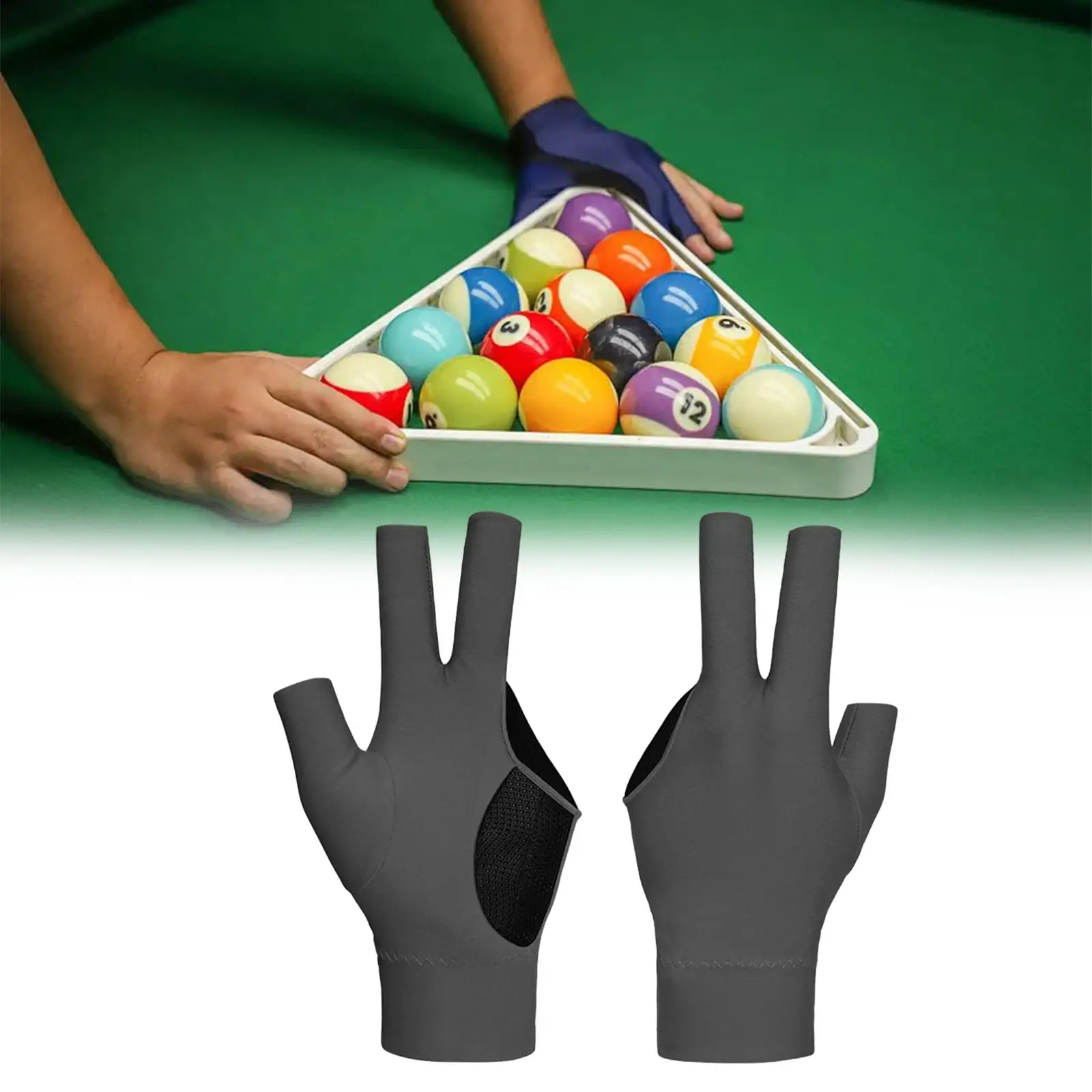 

3 Finger Billiards Glove, Show Glove, Right Hand Billiard Accessories, Half Finger Nonslip Adult Pool Glove