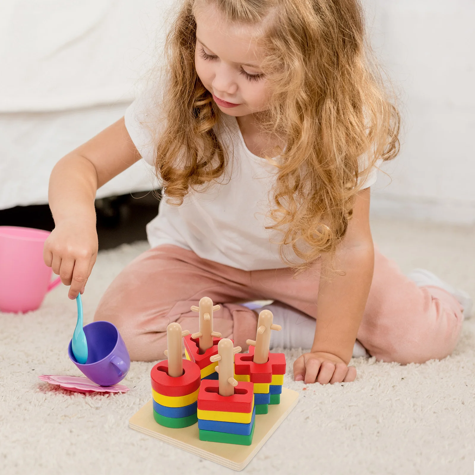 1 Set Kleurrijke Kinderen Spel Speelgoed Leermiddelen Speelgoed Houten Geometrische Speelgoed Educatief Speelgoed Voor Baby Kinderen Baby