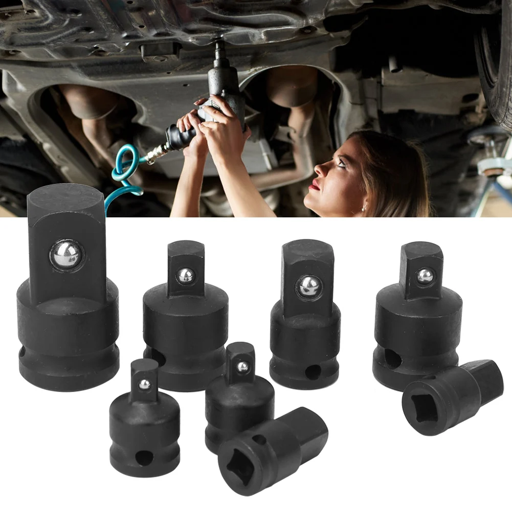 8pcs Black Socket Adapter Reducer CRV Impact Wrench Converter Set