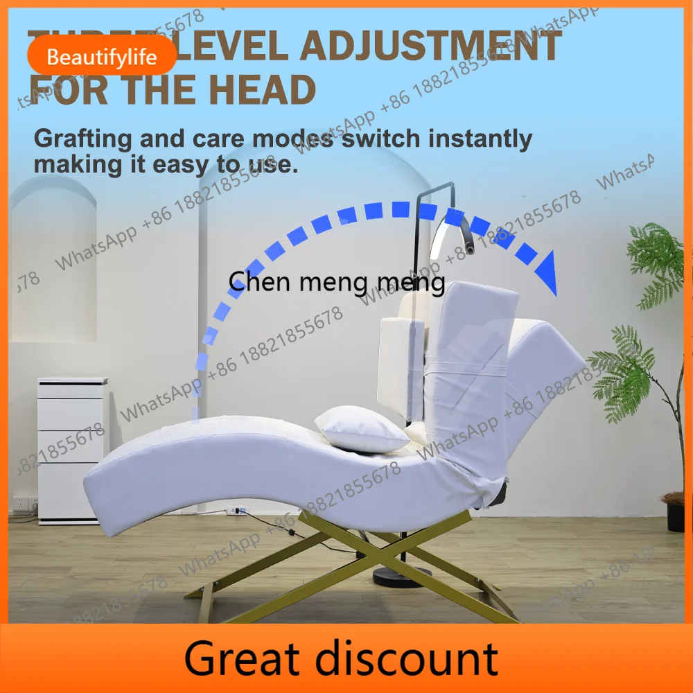 M45 Arc Shape Luxury Eyelash Extension Bed Salon Chair for Beauty Eyelash Massage Bed