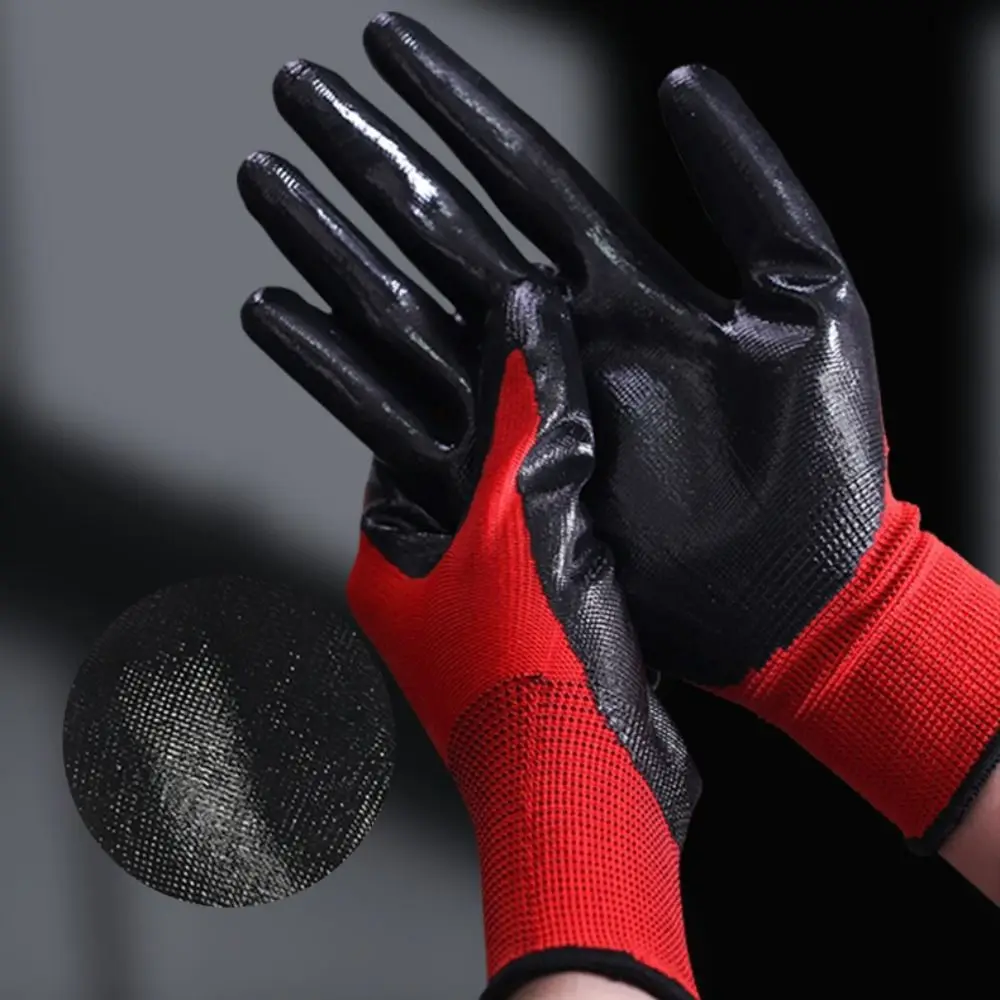 12 زوجًا من القفازات الواقية المقاومة للزيت، قفازات متينة مطلية بالنتريل مقاومة للتآكل، قفازات أمان مقاومة للاهتراء #5