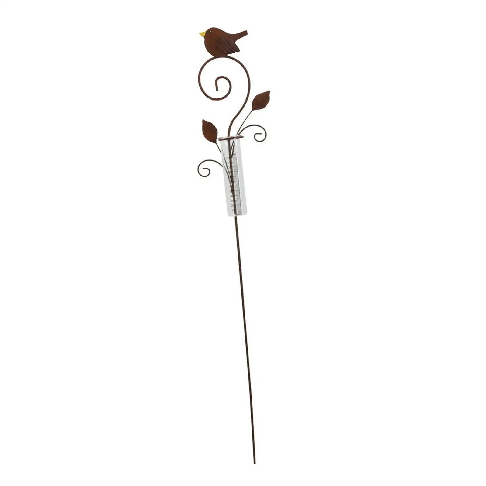 Bird Rain Gauge Tube with Iron Stake Large Capacity Rainfall Collector Outdoor Garden Decorative Measuring Cup