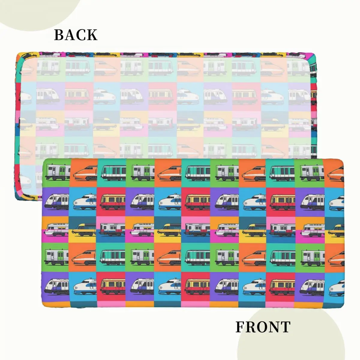 World Trains Grid Pattern Custom Rectangular Tablecloth Oilproof Table Cover for Dining Events Table Cloth