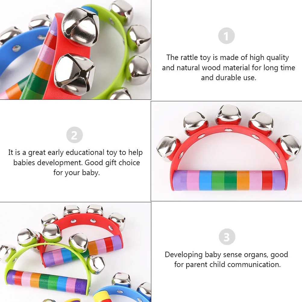 Clochettes en bois pour bébés, 3 pièces, hochet intéressant, jouet créatif pour bébé