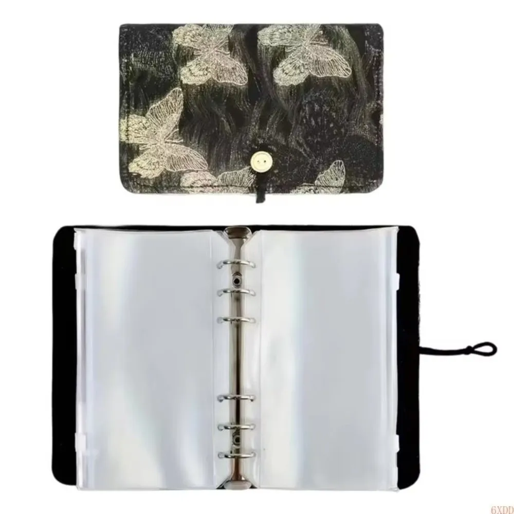 Zippered Binder Pocket Detachable Ring Needle Storage Bag 6 Hole PVC Removable PVC Binder Knitting Needle Case