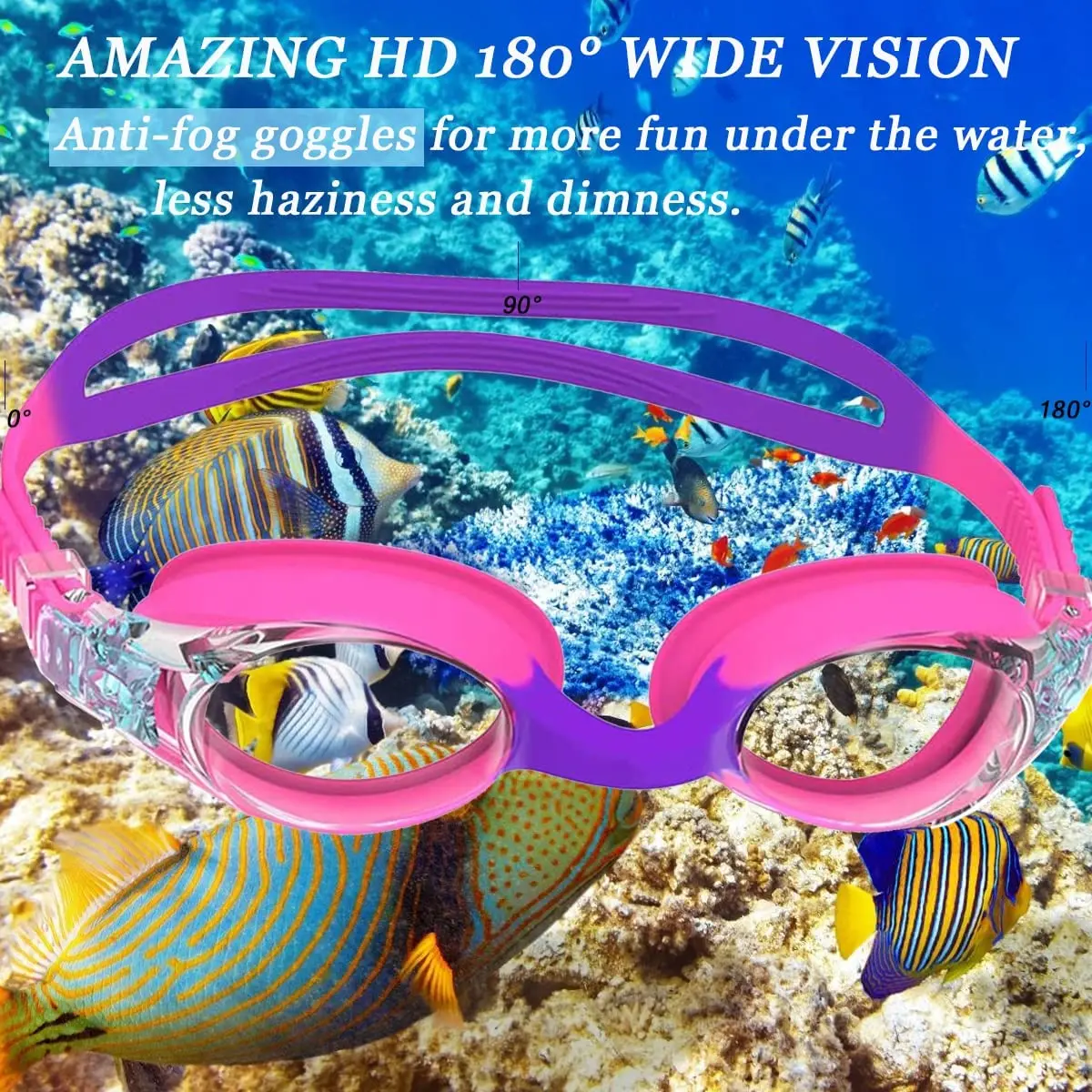 Kids Swim Goggles and Silicone Swim Cap set with Nose Clip Earplugs,Waterproof No Leaking Anti Fog UV Protection for Boys Girls