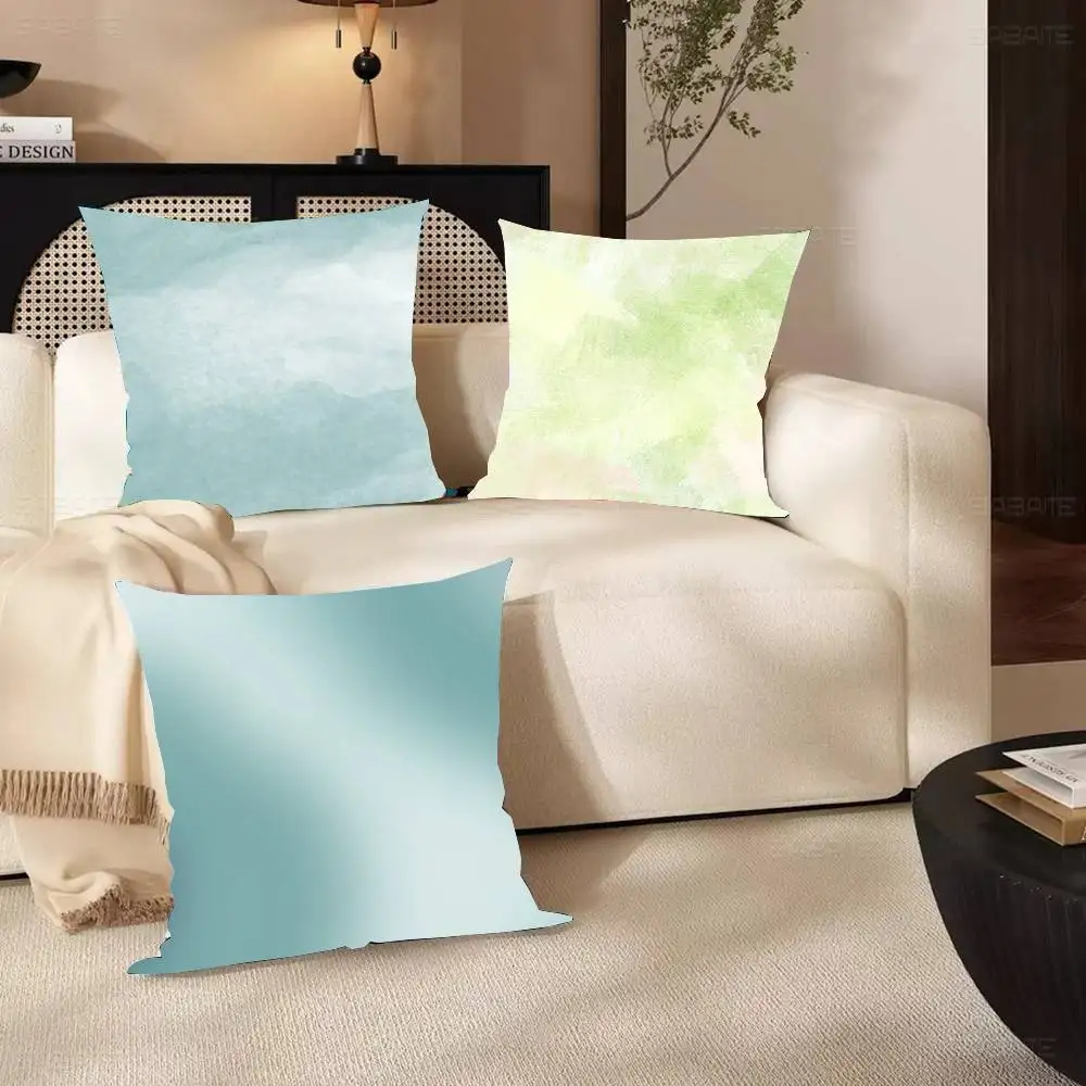 Blue Green Premium Minimalist Design Pillow Case Fashion Square Pillowcase Bedroom Sofa Room Ins Decoration Leisure