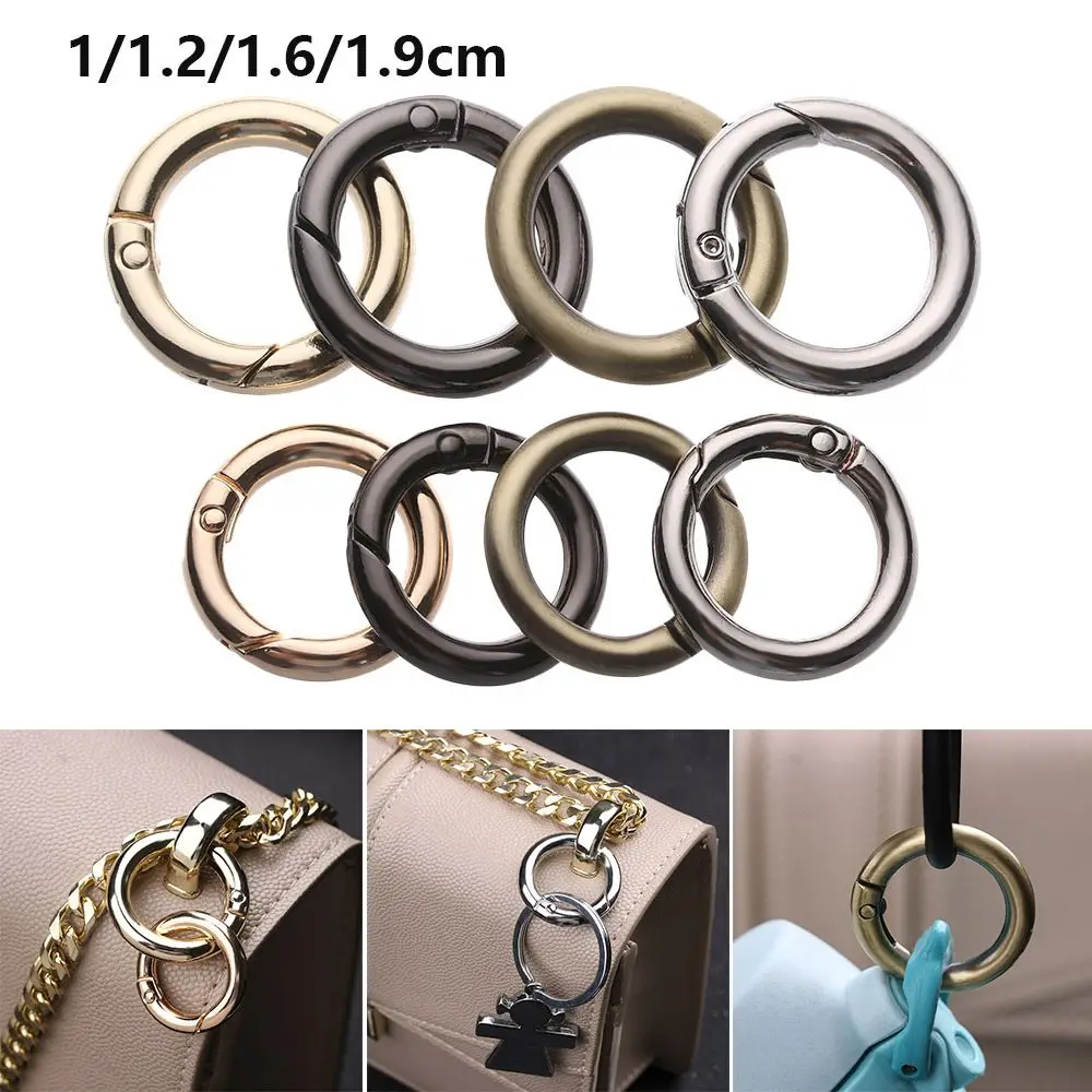 10pcs O-Ring Buckles Clips Bag Belt Buckle Zinc Alloy Plated Gate Spring Carabiner Purses Handbags Round Push Trigger Snap