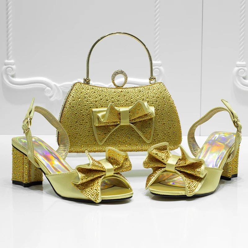 Bolso de mano de lujo con diamantes brillantes para mujer, zapatos de tacón alto para fiesta de verano, 2023