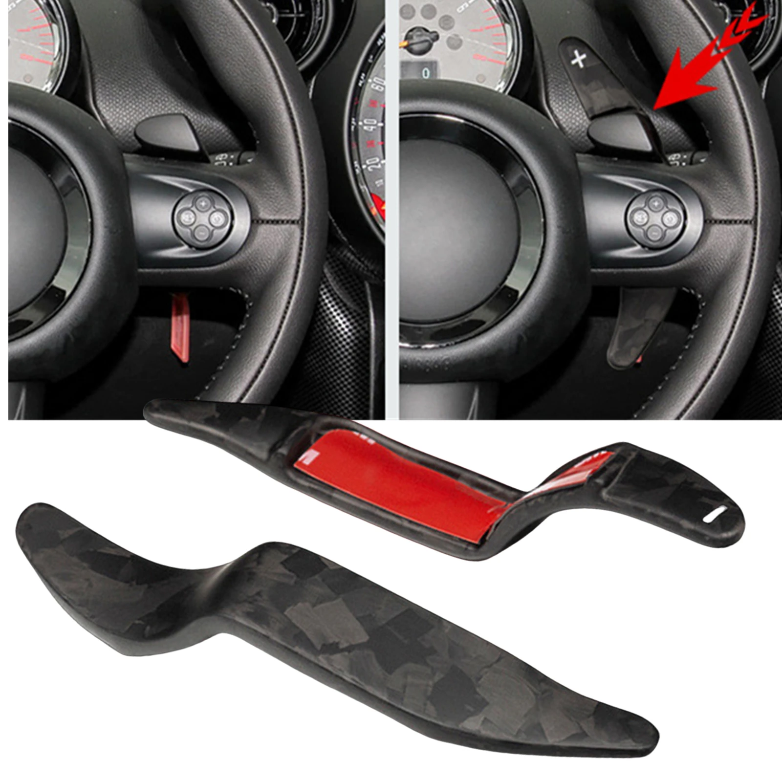 

Forged Carbon Fiber Steering Wheel Shift Shifter Paddle Extension For BMW Mini Cooper R55 R56 R57 R58 R59 R60 R61 S JCW