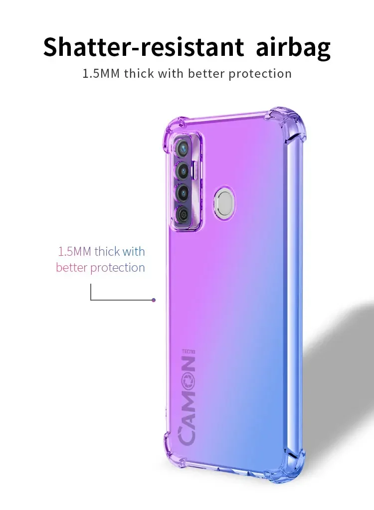 Case for Tecno Camon 17P Camon 17 Pro 16 Pro Camon 15 Air Clear Cute Gradient Slim Anti Scratch Flexible TPU Shockproof Cover