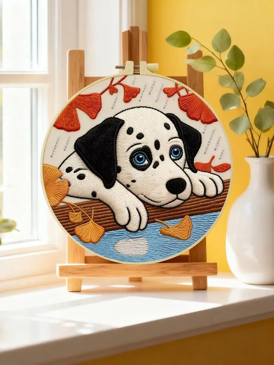 1 Stück 20X20CM/15X15CM 7,87/6,3 Zoll Dalmatiner Hund Stickerei Starter-Kit DIY-Kit DIY-Stickerei-Set Handarbeiten Nähkunst – Detail 6