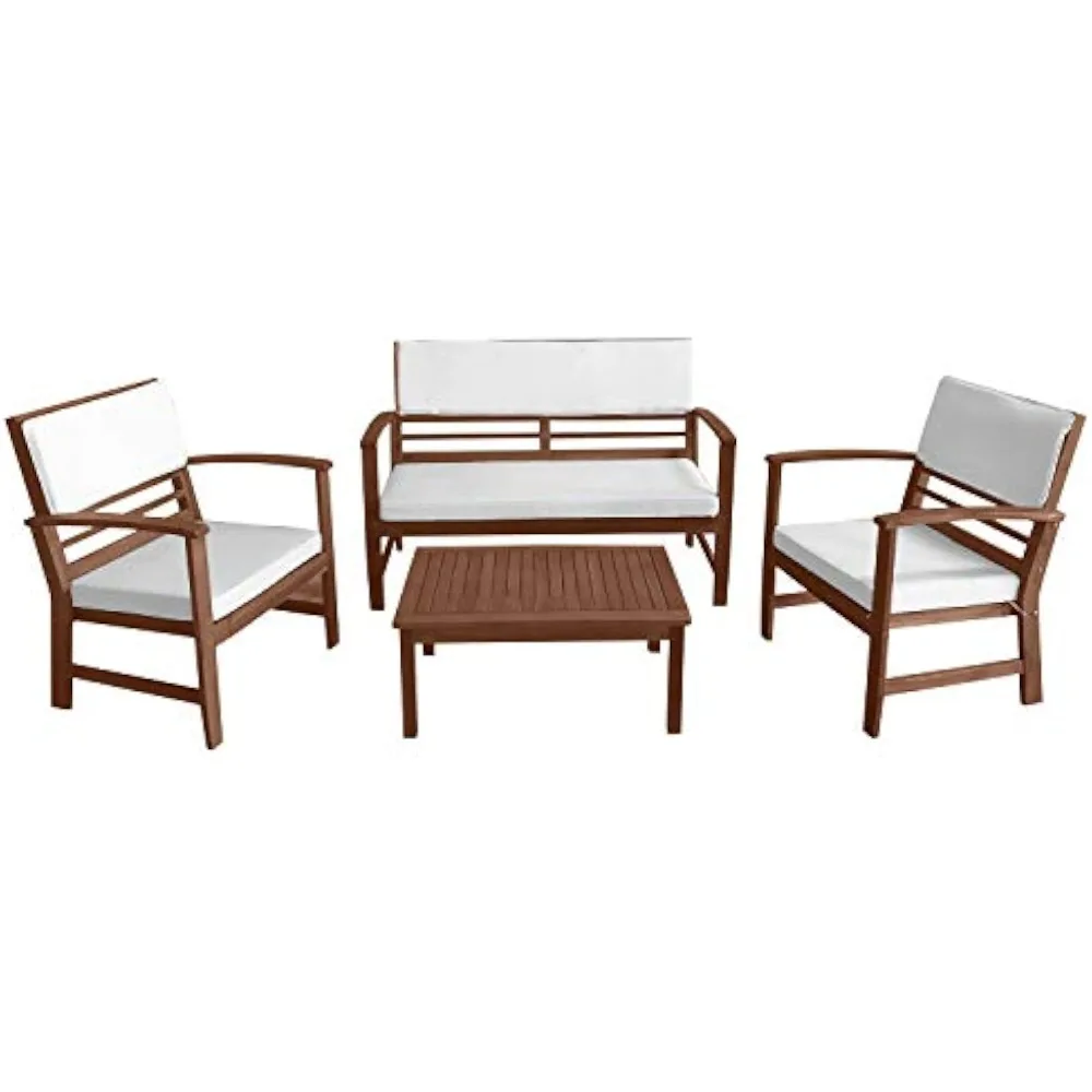 

Patio Conversation Patio Furniture Patio Sofa Outdoor Chat 4-Piece Acacia Wood Outdoor Seating with Water Resis