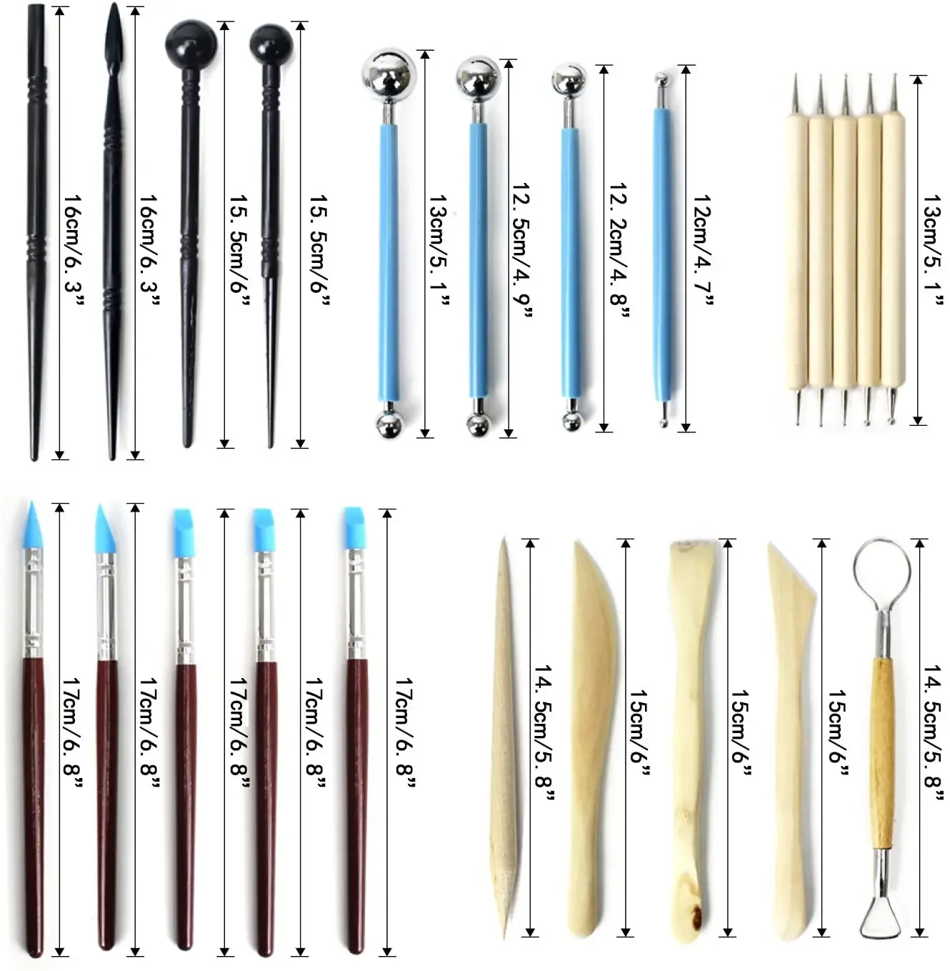 24pcs Clay Tools, Modeling Clay Sculpting Tools Set with Clay Tools Stylus Dotting Tools Painting Kit for Sculpture Pottery