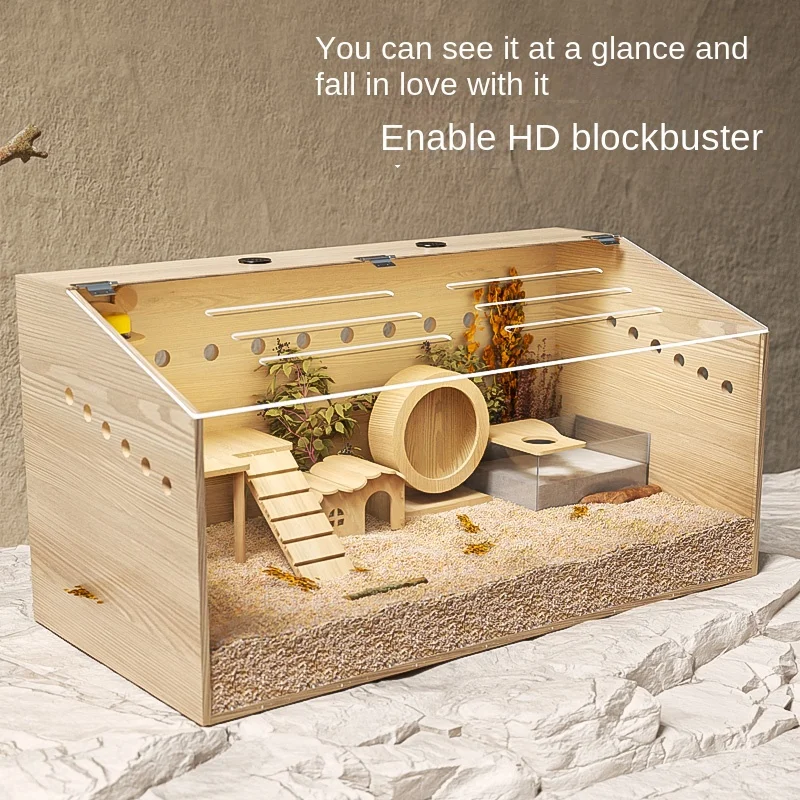 Luxurious Hamster House with Wooden Framework and Acrylic Walls Premium Quality Wooden Hamster and Golden Bear Cage