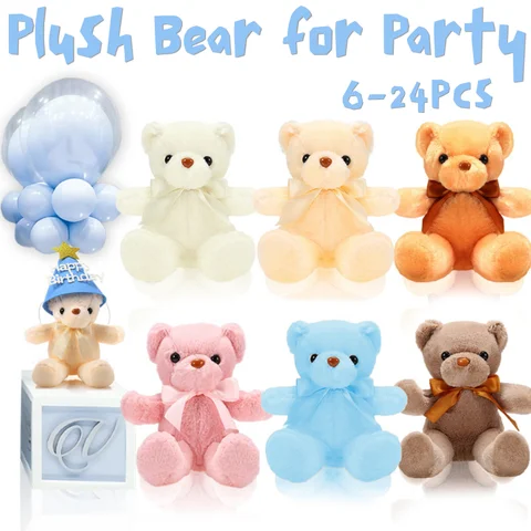 6-24Pcs Teddy Bears 12IN Baby Shower Centerpieces Decor Small Stuffed Animals Bulk For Christmas Birthday Party Favors