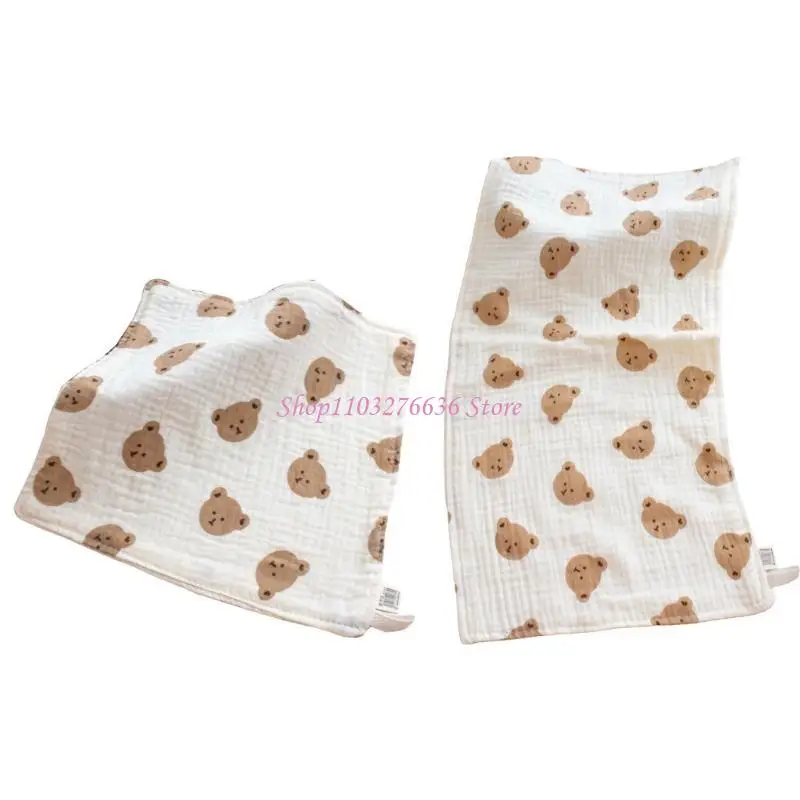 R6FD 2pcs Soft & Absorbent Baby Towel 6 Layer Cotton Face Cloth Lovely for Infants
