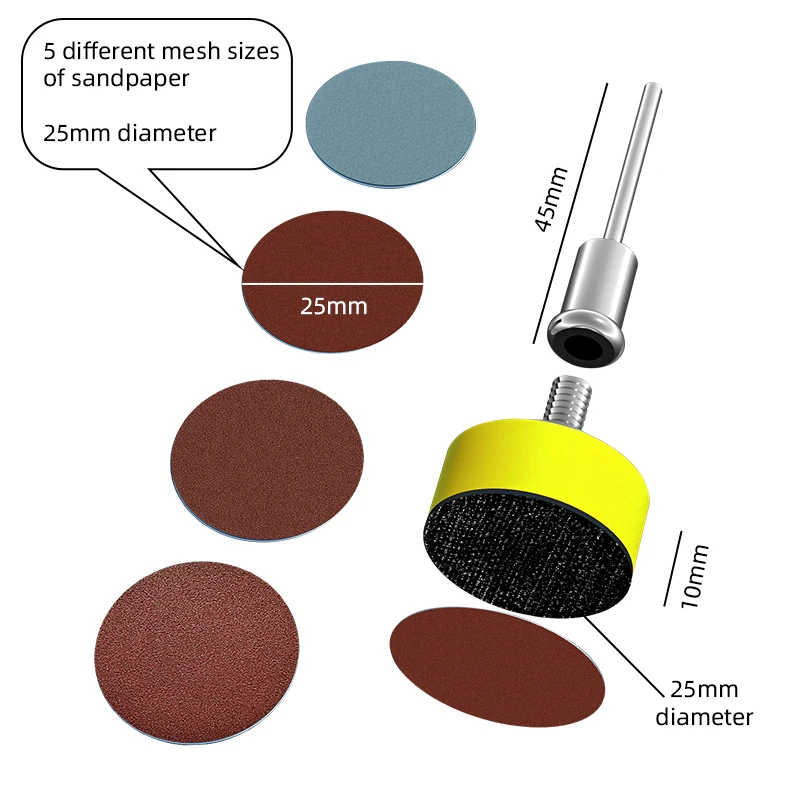 ITLY 1인치 100개입 사포 세트 25mm 샌딩 디스크 연마지 1인치 연마 패드 드레멜 공구용