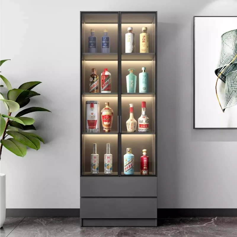 Tall Decoration Bar Cabinet Shelves Living Room Mobile Storage Wine Cabinet Luxury Whiskey Cocktai Armoire Trendy Furniture