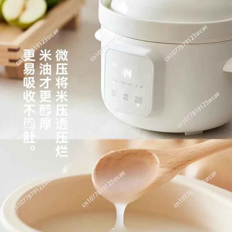 

Pressure Food Cooker, 1L Electric Ceramic Stew Pot for Rice Paste & Porridge