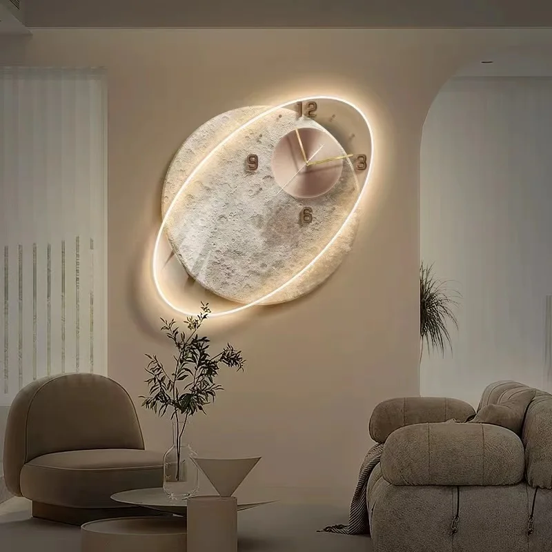 WSabine-i-Horloge Murale Créative pour Décoration de Salon, Fond de Lune, Restaurant