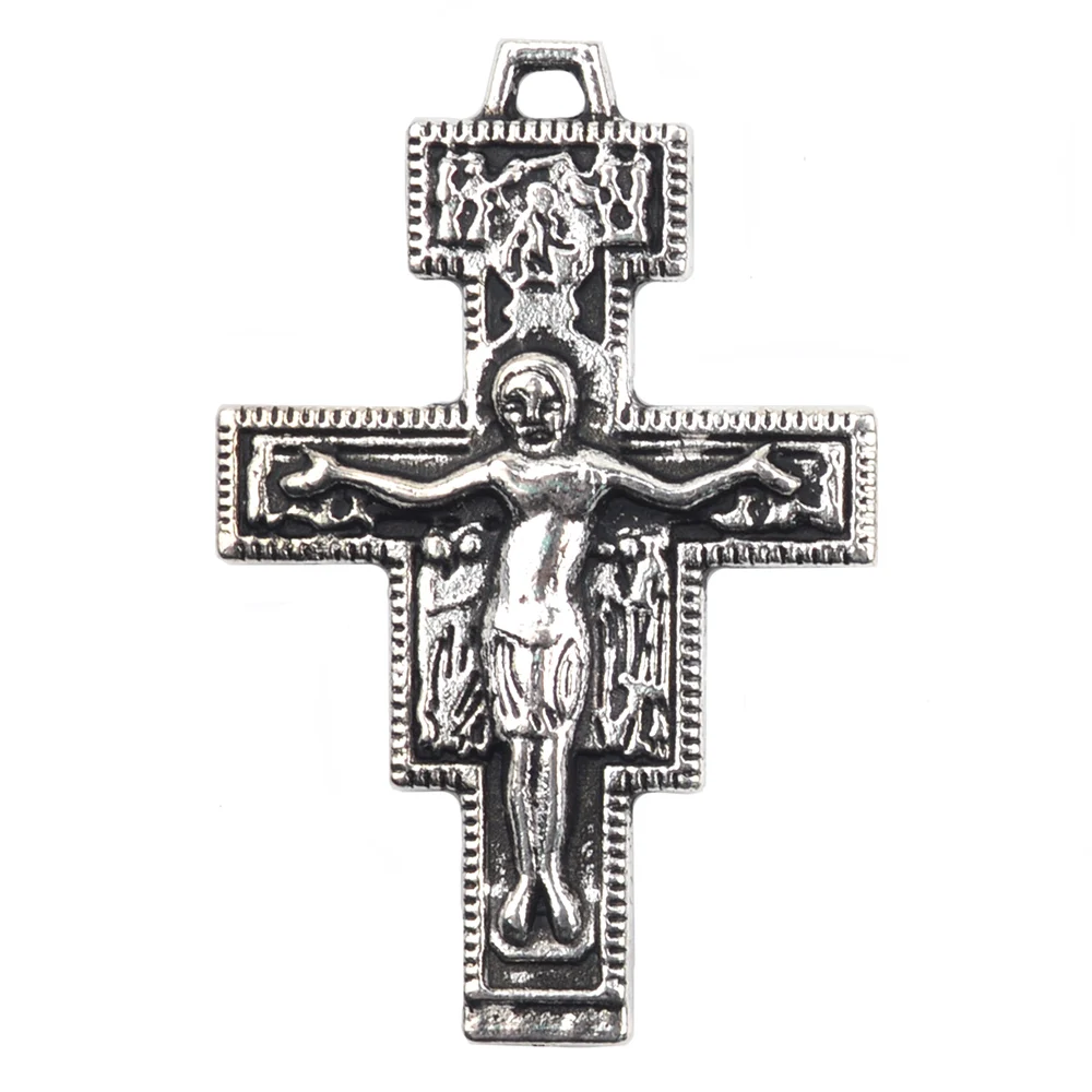 St. Francis of Assisi Crucifix Pendant Necklace Small Medium Big 3 Size