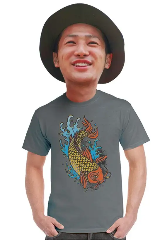 Koi T Shirt Asian Tee Japan Japanese Fish Fisherman Gifts For Travelers Vacation Screen Print Animal Nature Shirts Men Guys