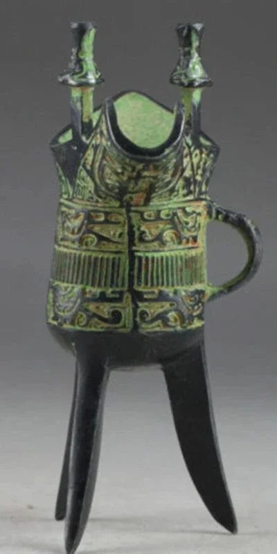 Oriental Bronze Chinese Old Exorcism Handwork Embossment Wine Cup view 5