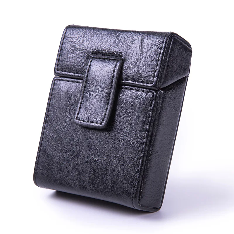 Fashion Bussiness PU Leather 90s Retro Can Hold 20 Pack Cigarette Box Tool Portable Lighter Storage Accessories Case Women Men