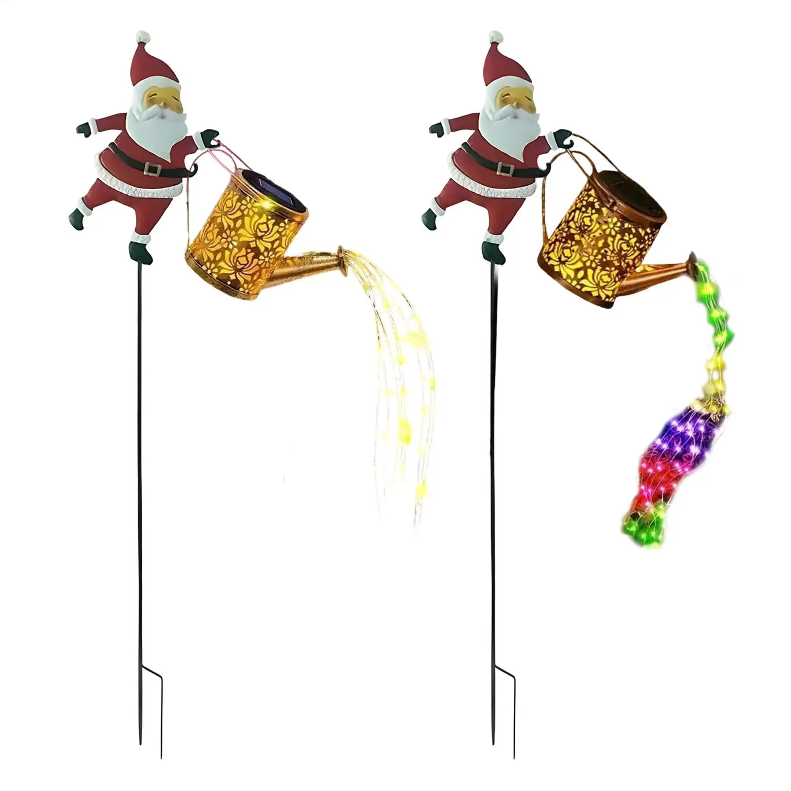 Solar Garden Lights Vintage LED Lantern Santa Claus Watering Can Design Garden Decoration Solar Kettle Light for Walkway