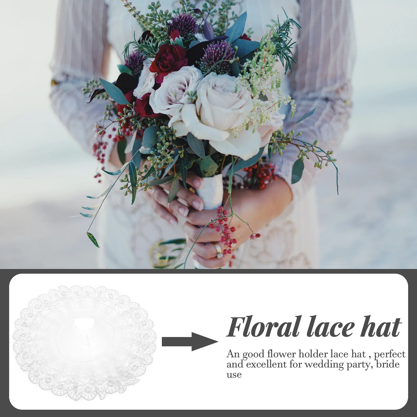 

6pcs Bouquet Lace Hat Floral Craft Supplies Plastic Torus Wedding DecorBridal Bride Bouquet Lace Hat Accessories
