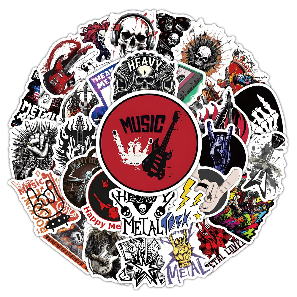 10/30/54pcs Heavy Metals Rock Band Stickers Cool Cartoon Graffiti Decal DIY Motorcycle Guitar Laptop Car Music Decor Sticker Toy
