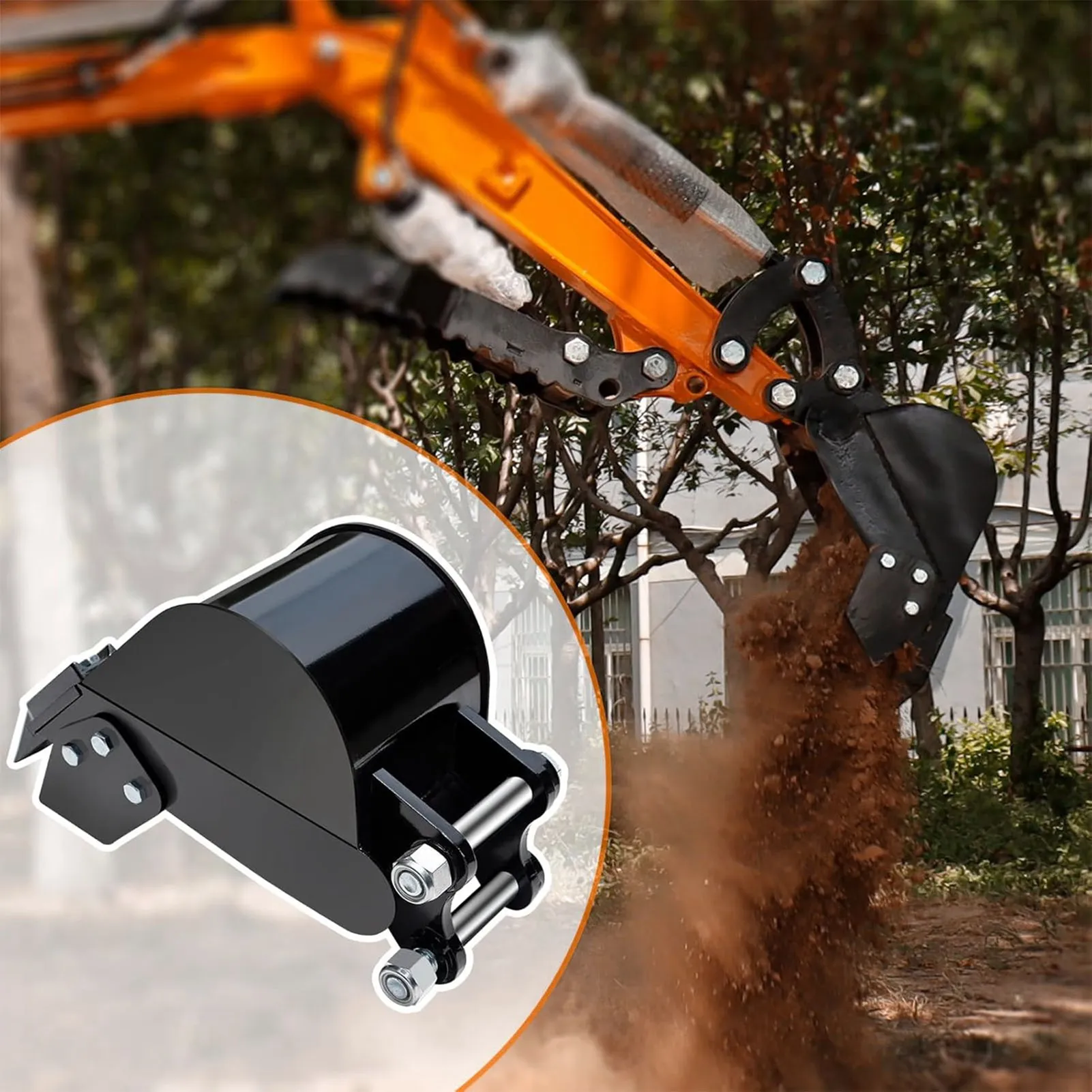 

Narrow Digging Bucket High Efficiency Metal Teeth Narrow Digging Bucket Labor Saving Water Proof with 2 Pins for Mini Excavator