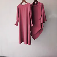 2 pièces ensembles musulman Ramadan Robe de prière Abaya costume enfants filles Eid Khimar Hijab arabe enfants longue Robe foulard caftan robes 3